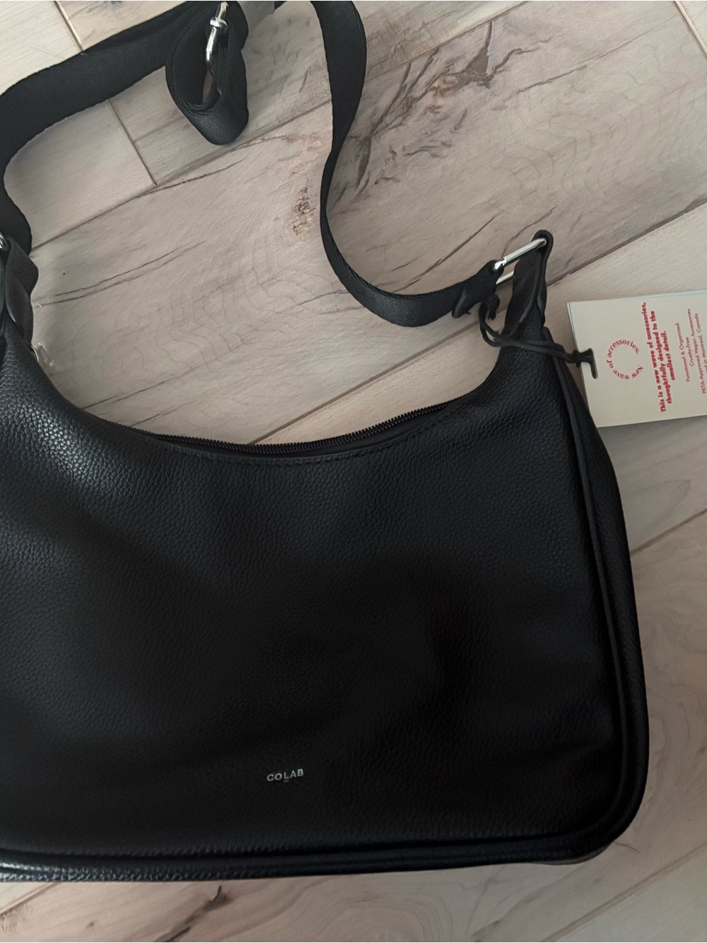 COLAB Black Crescent Hobo Shoulder Bag NWT